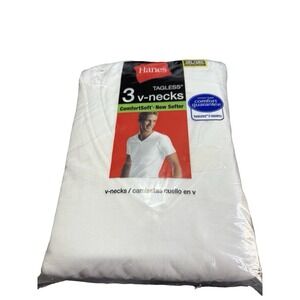 Mens‎ Hanes White ComfortSoft Tagless T Shirt V Neck 3 Pack Size 3XL New 2010